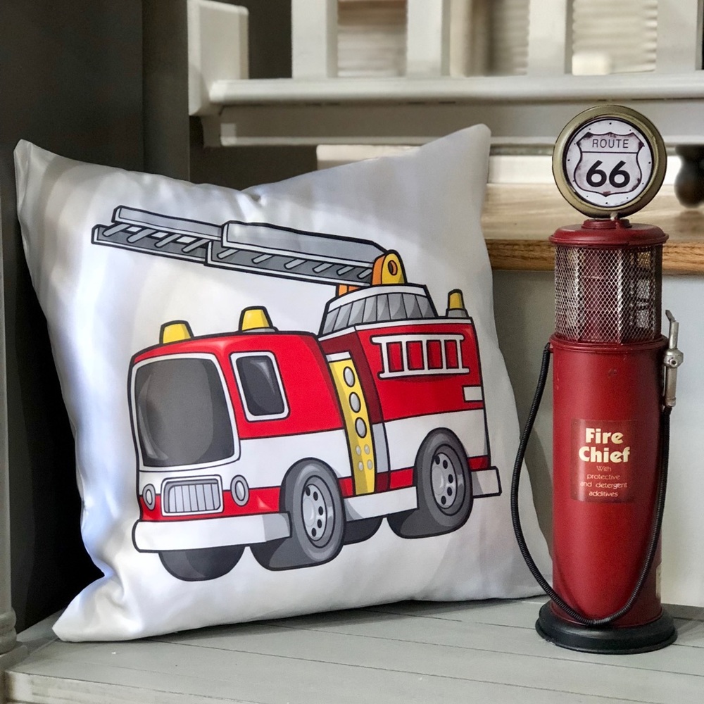 Little red fire truck silky pillow case